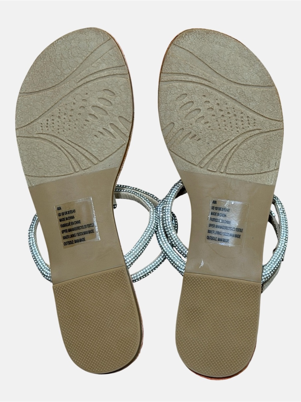 JustFab Silver Crystal Circle T-Strap Sandals - Picture 5 of 7